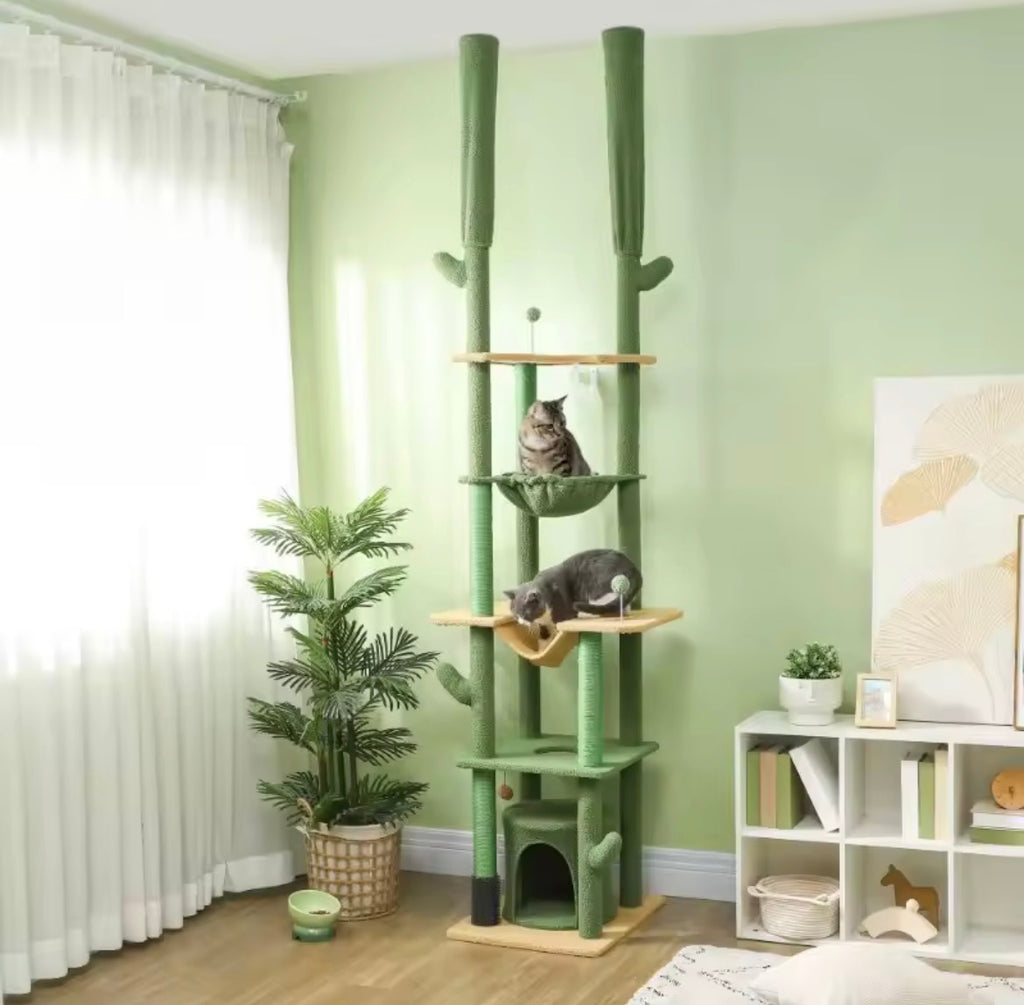 Adjustable Height Cat Tree – Floor-to-Ceiling Cat Climbing Tower