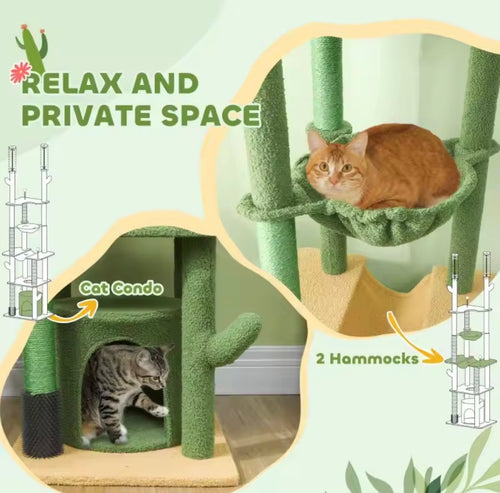 Adjustable Height Cat Tree – Floor-to-Ceiling Cat Climbing Tower