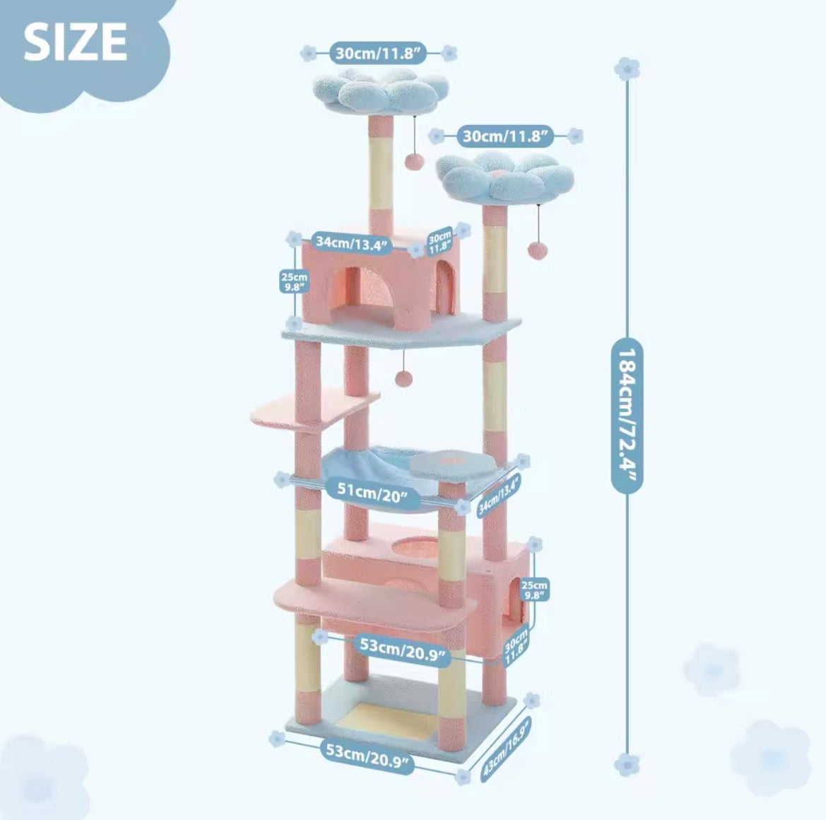 184cm Large Cat Tree Tower