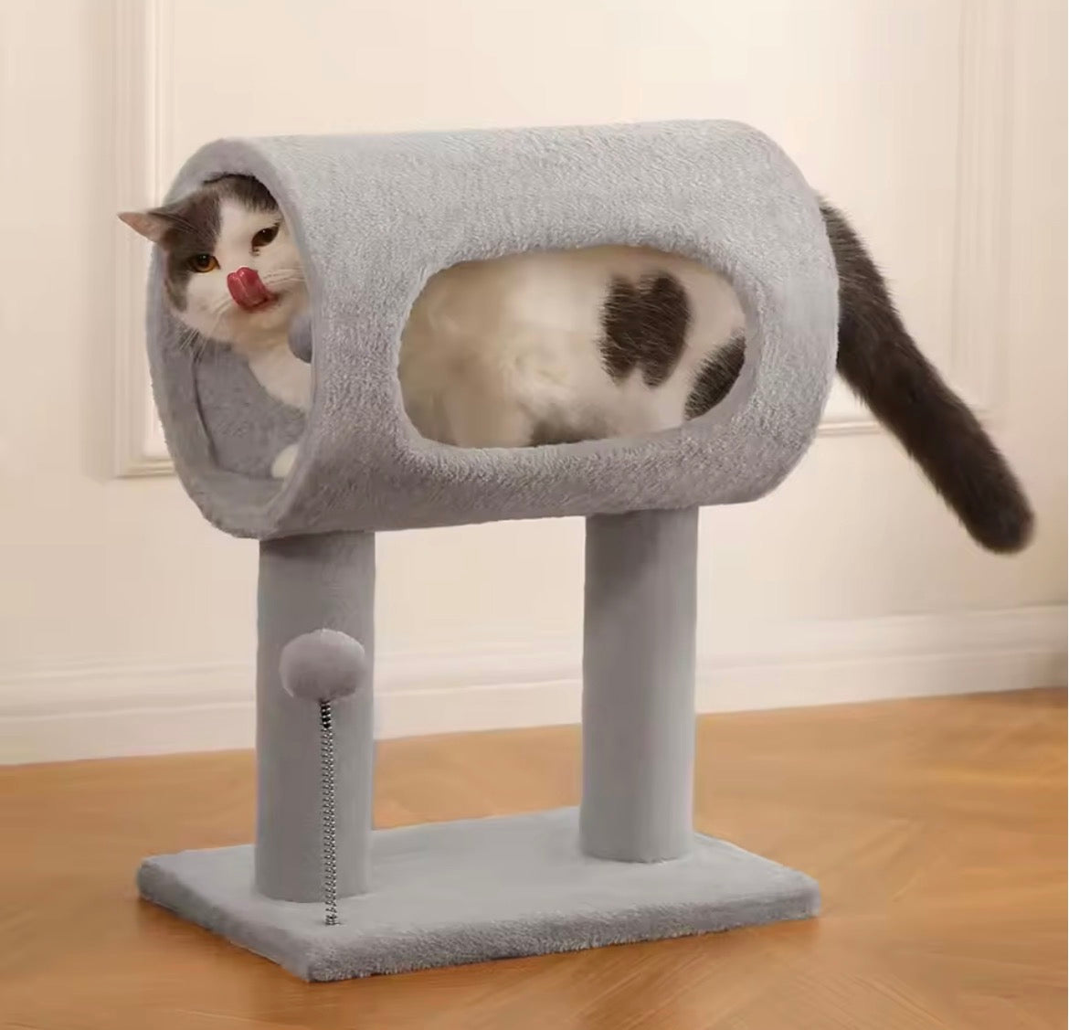 Modern Plush Cat Tree – Tunnel & Scratching Tower